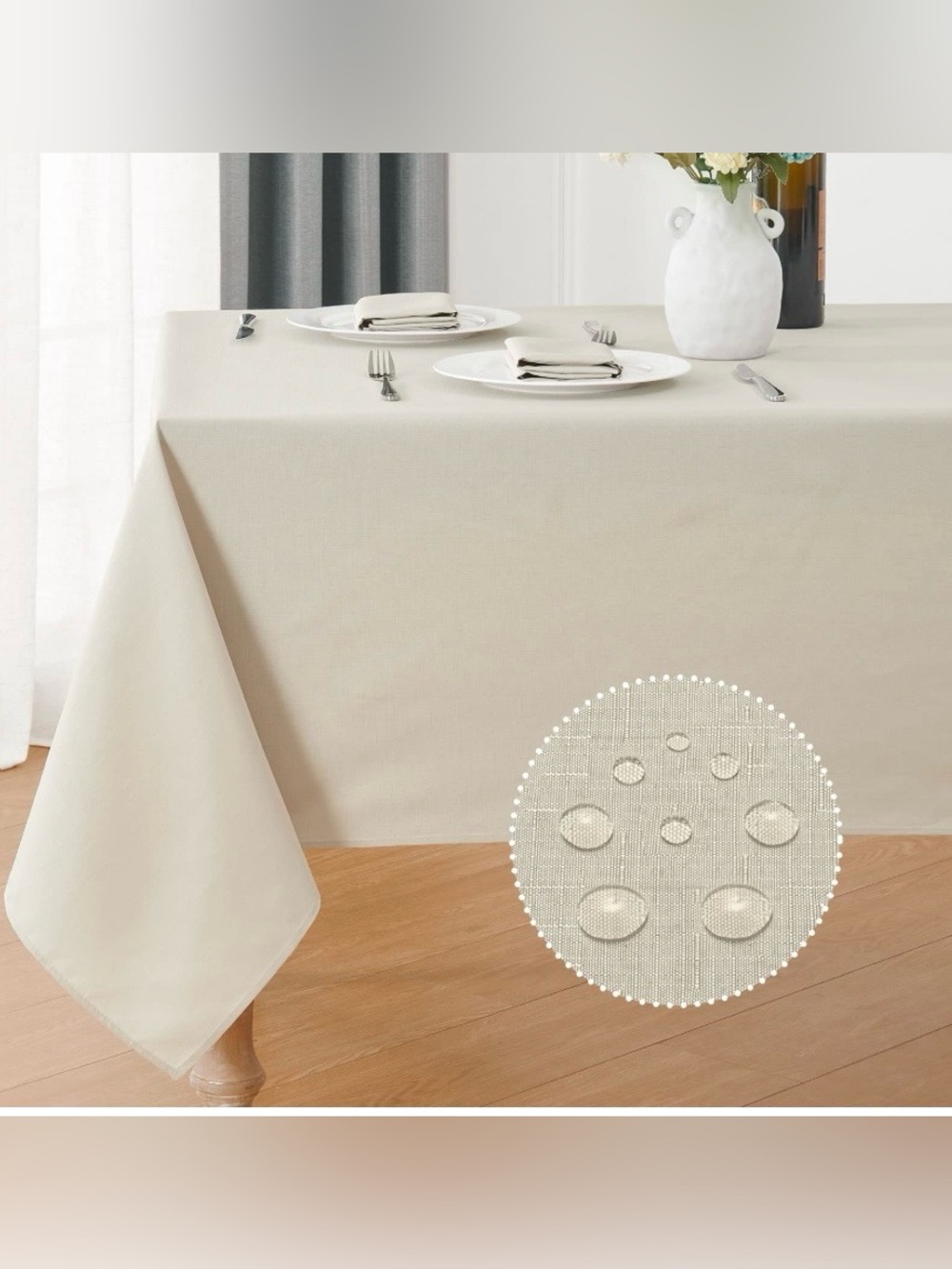 Beige Water-Resistant Tablecloth - Home Dining 60x120”